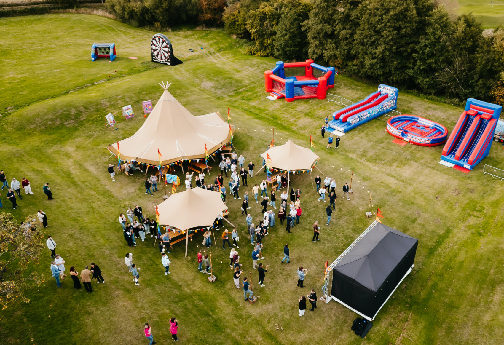 An aerial shot of an event